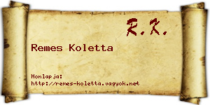 Remes Koletta névjegykártya